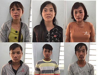 6 nghi phạm bị bắt giữ khi đang lẩn trốn tại TP.Hà Tiên, gồm: Phượng, Bích, Nhi, Tâm, Tuấn, Đạt
 
 /// ẢNH: BÁCH HỶ